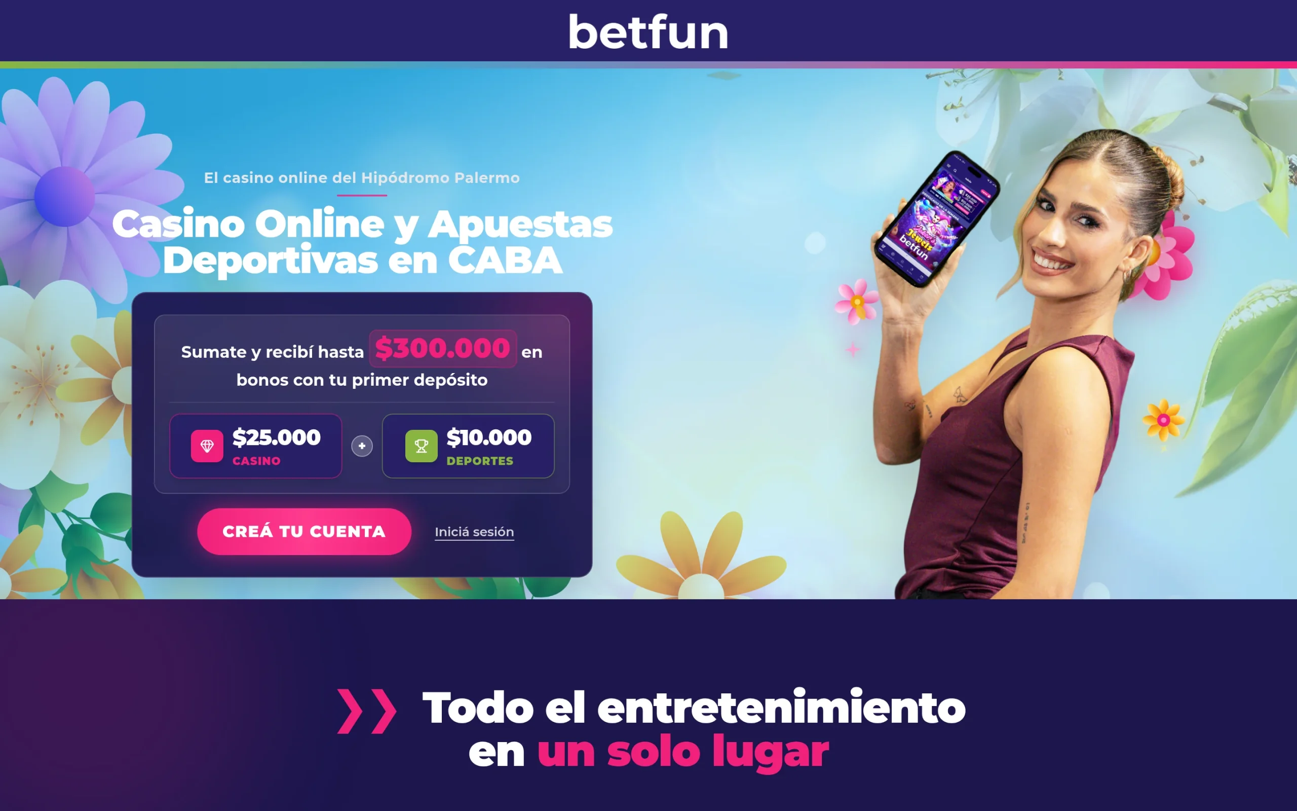 Pantalla principal de betfun
