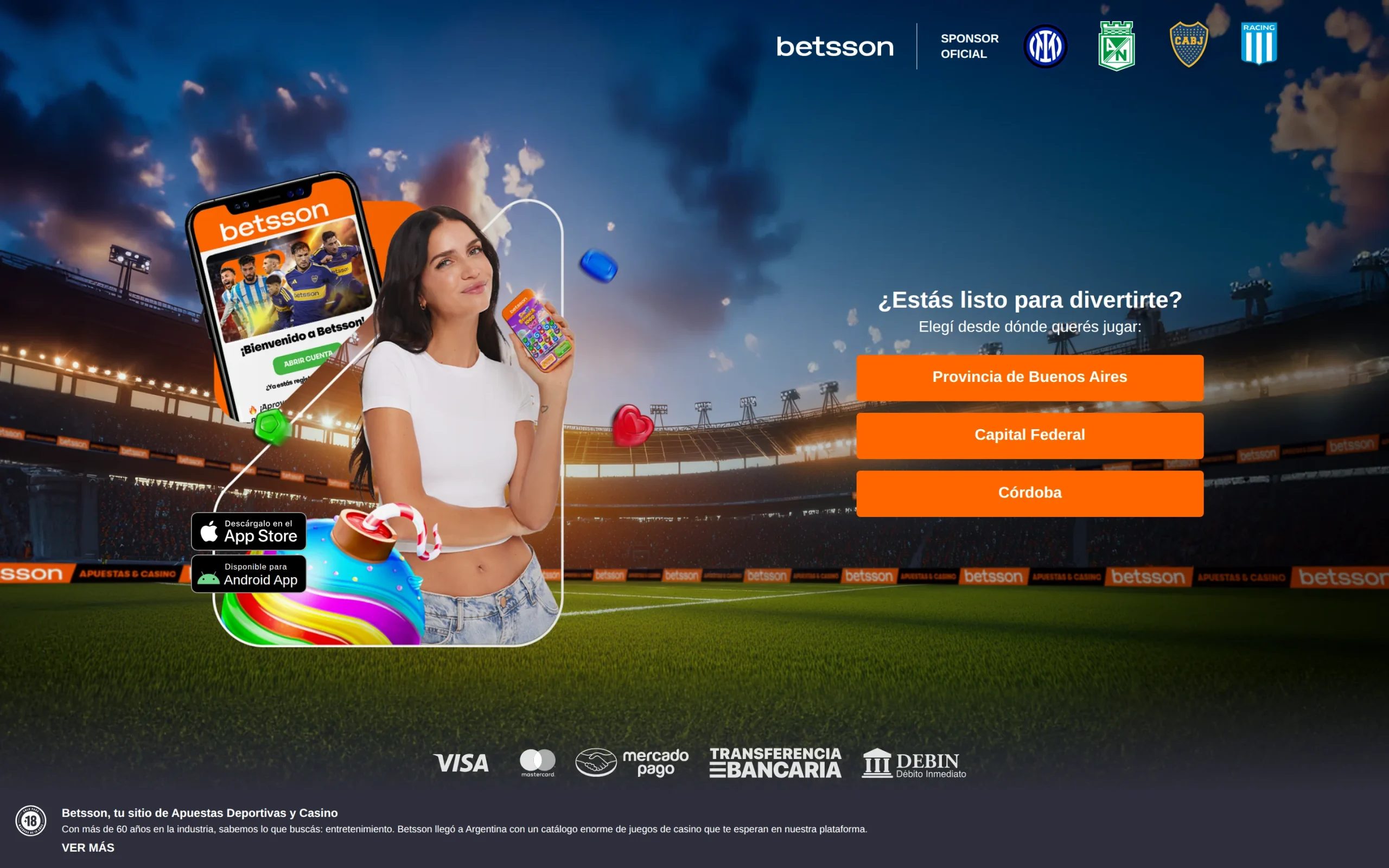 Pantalla principal de betsson