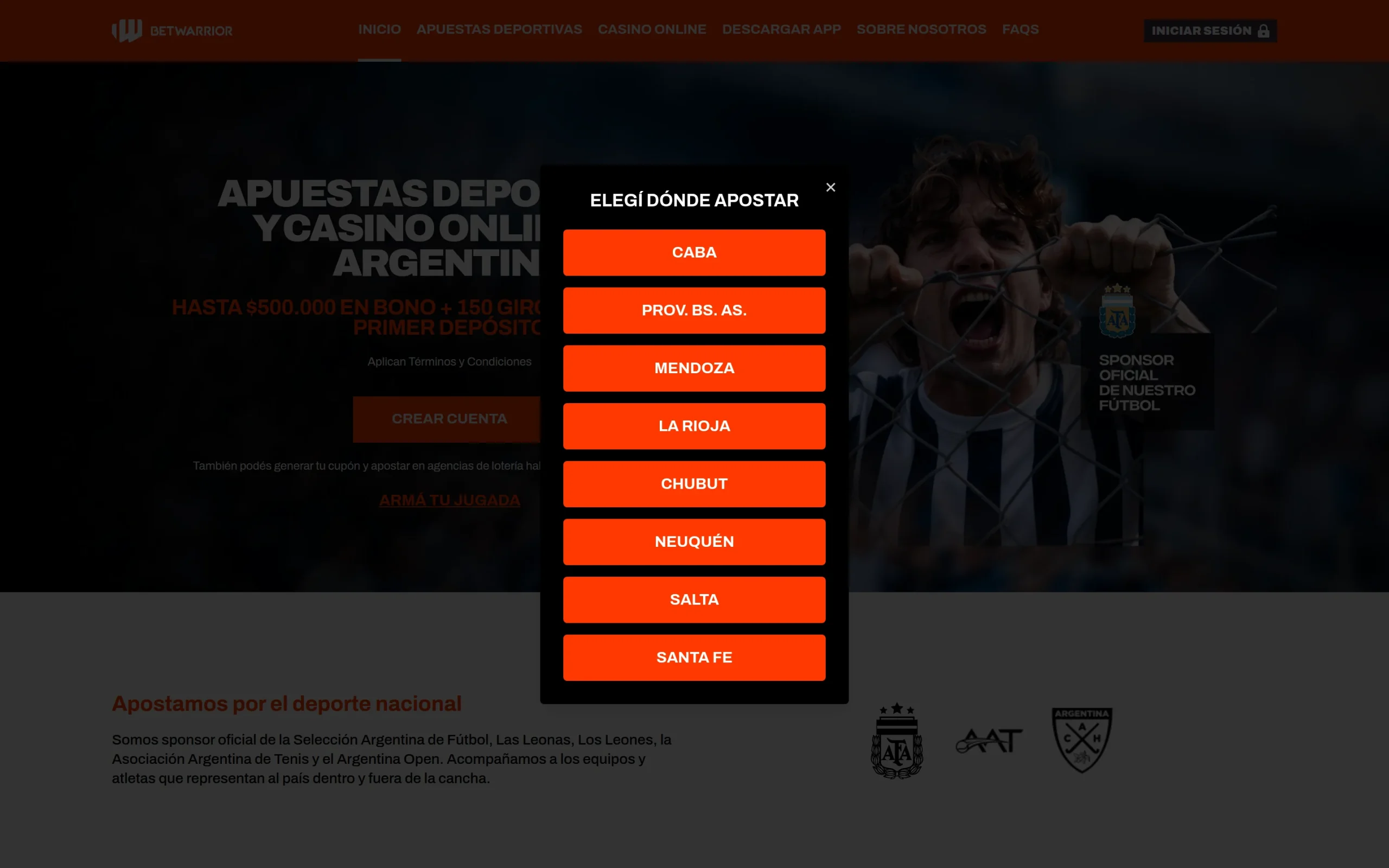 Ingreso de betwarrior
