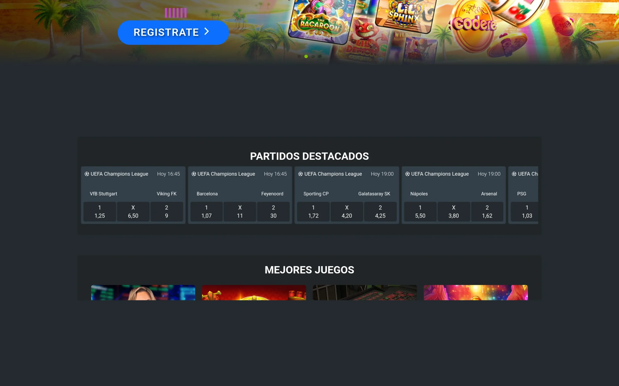 Pantalla principal de codere