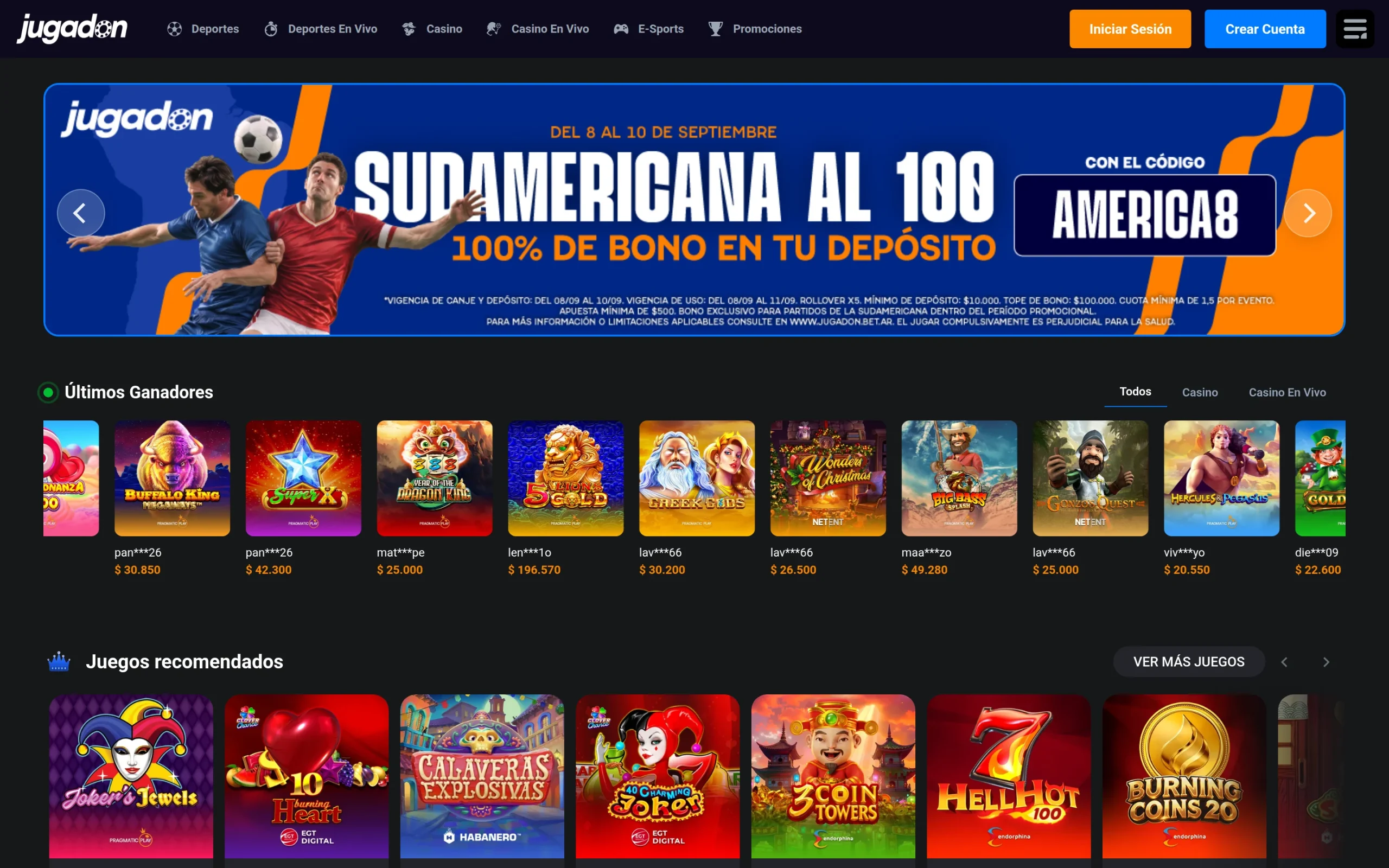 Pantalla principal de jugadon