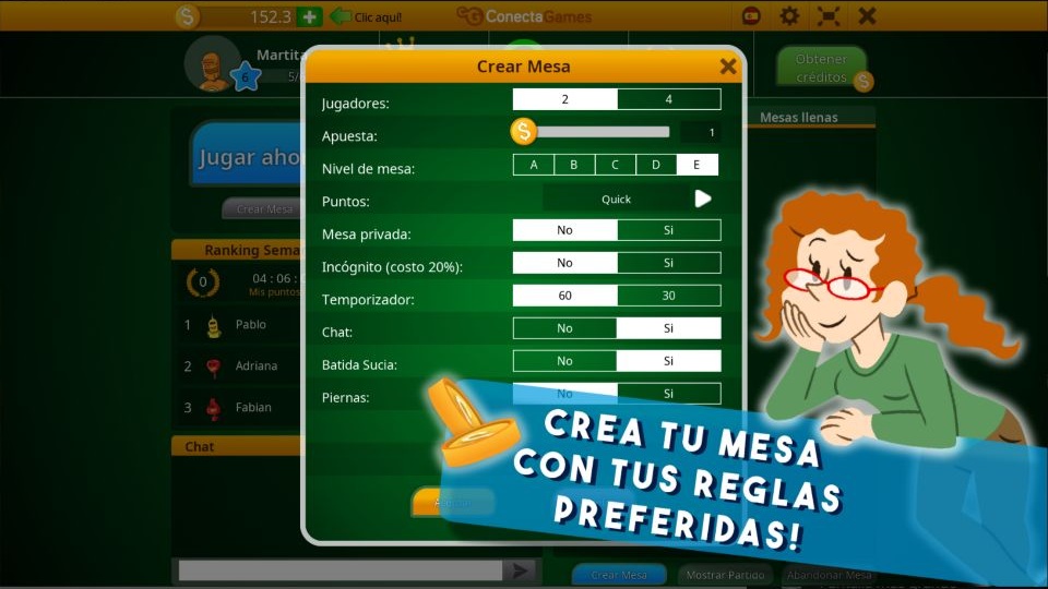 Opciones de mesa de Burako de ConectaGames publicadas en Google Play