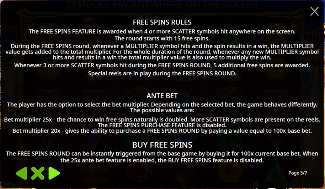 Reglas oficiales de free spins y Ante Bet del original