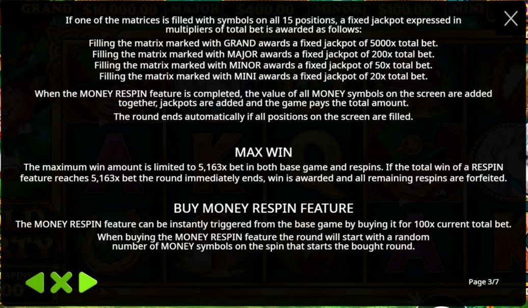 Reglas oficiales de los premios fijos y el máximo de Gold Party