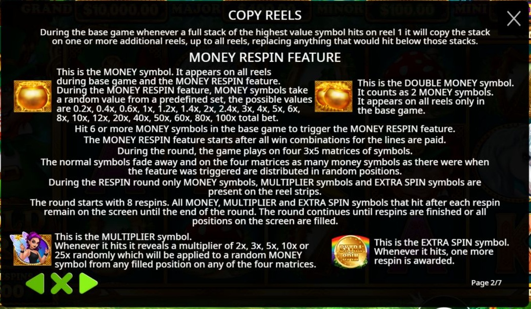 Reglas del original Gold Party: ocho respins y multiplicador sobre un Money aleatorio